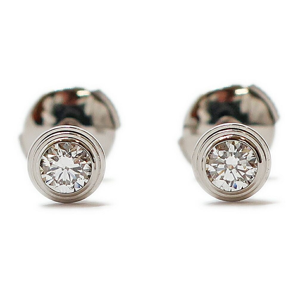 天白】カルティエ ダムール イヤリング 750WG ダイヤモンド ピアス