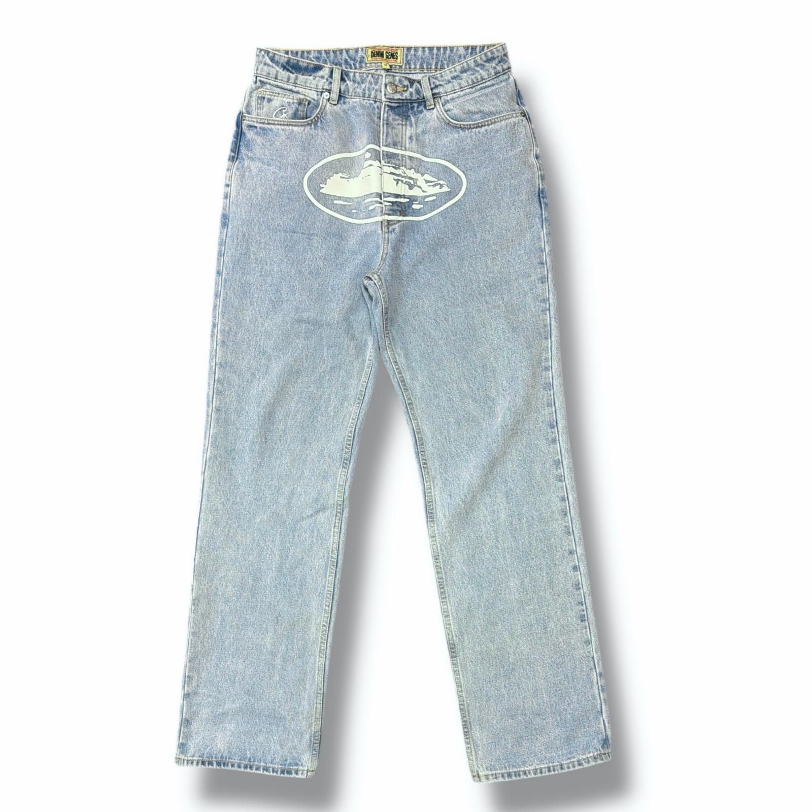 コーテイズcorteiz デニムジーンズ Corteiz フロントプリントデニムパンツ ジーンズ コーテイズ