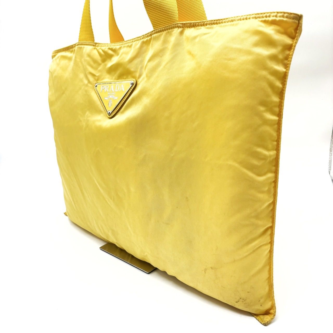 良品】PRADA プラダ トートバッグ ハンドバッグ ナイロン イエロー 