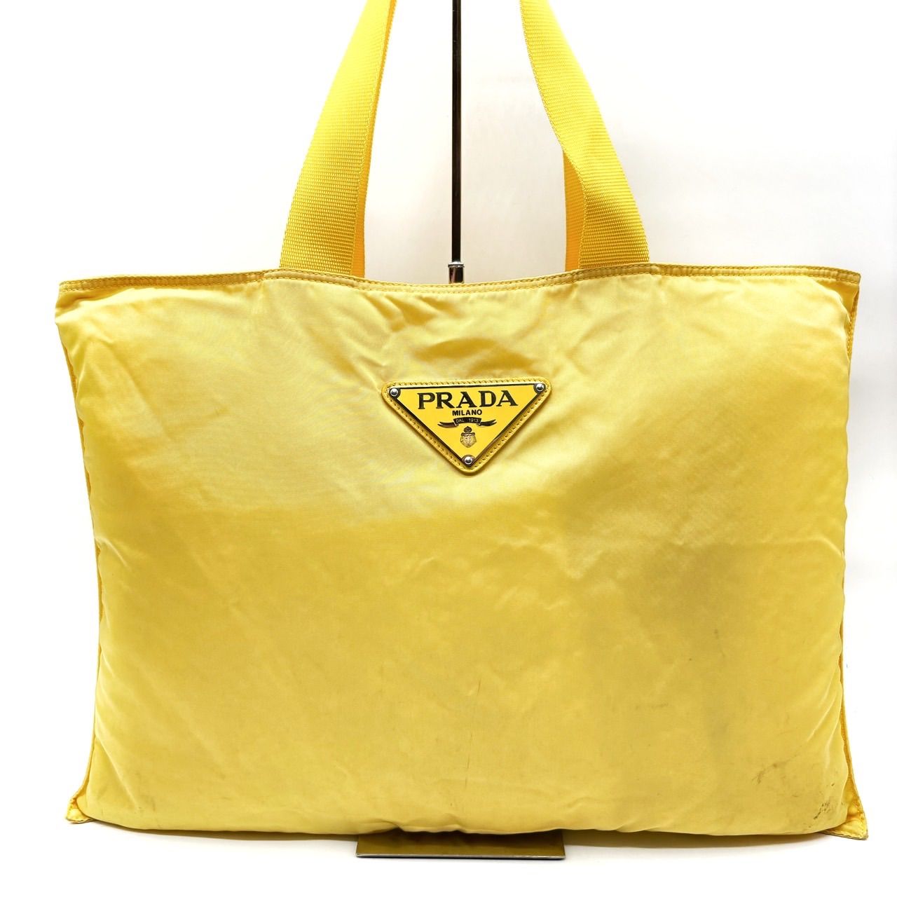 良品】PRADA プラダ トートバッグ ハンドバッグ ナイロン イエロー 