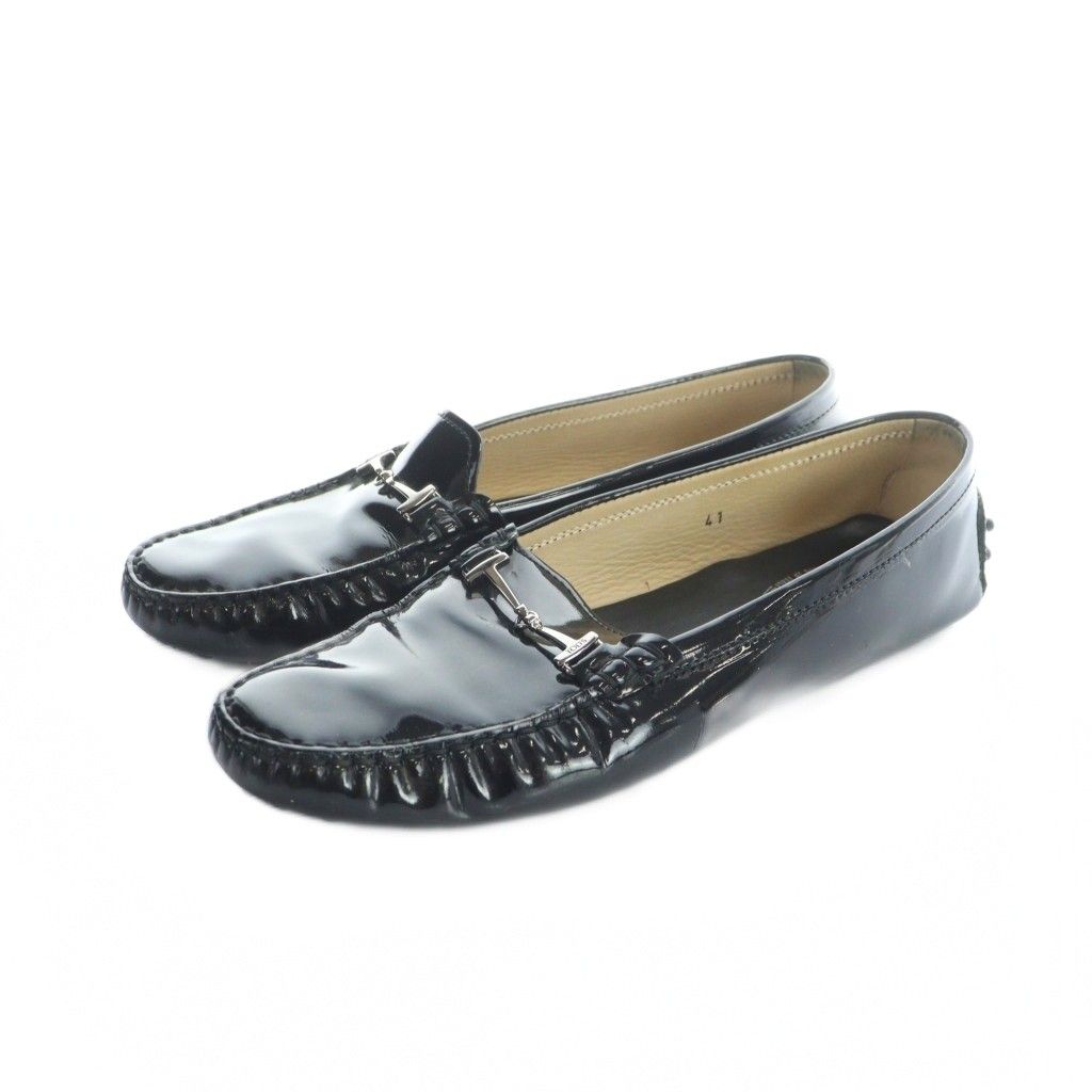 トッズ TOD'S ドライビングシューズ ローファー エナメル ビット ロゴ