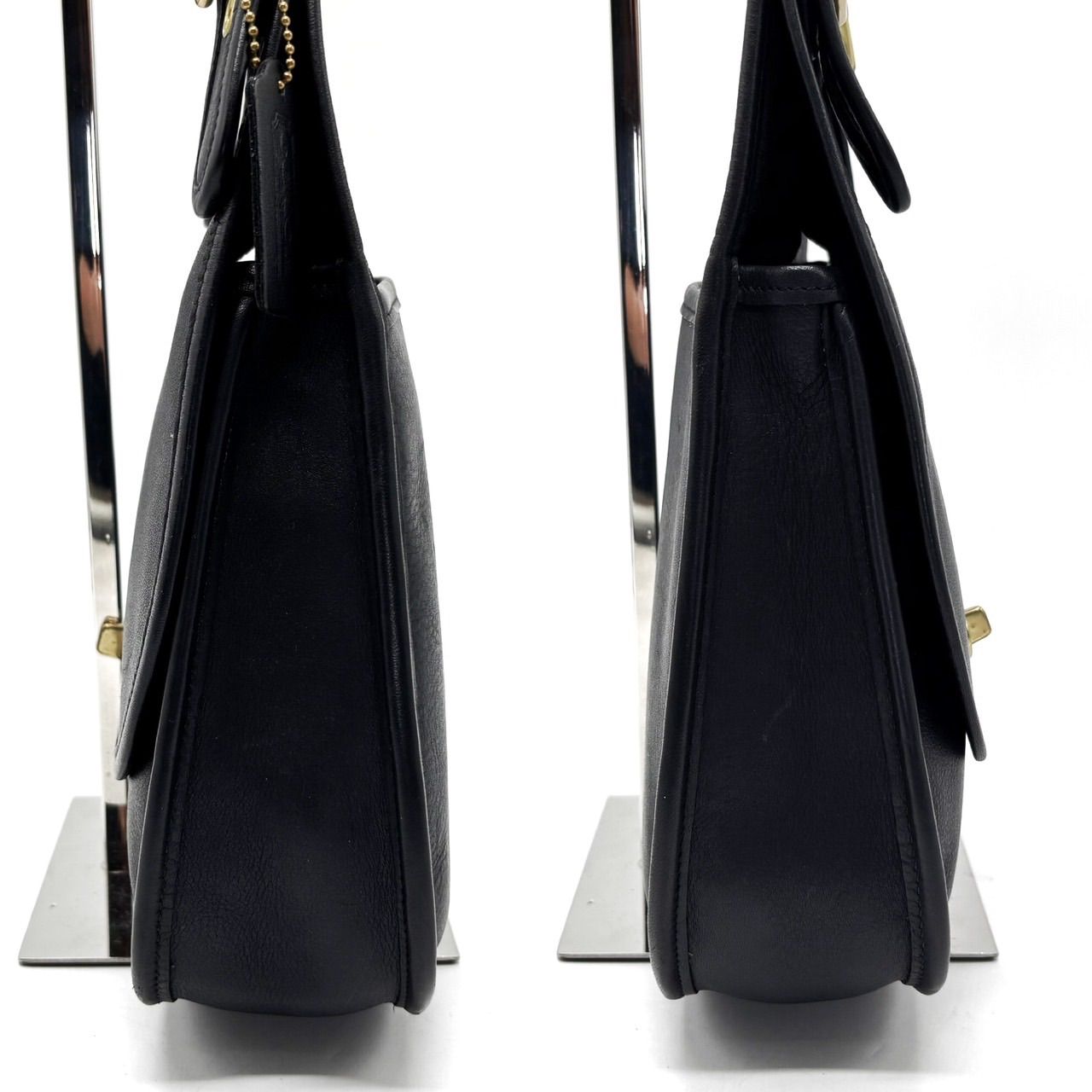 良品】OLD COACH Y2K ergo hobo turn lock flap black leather