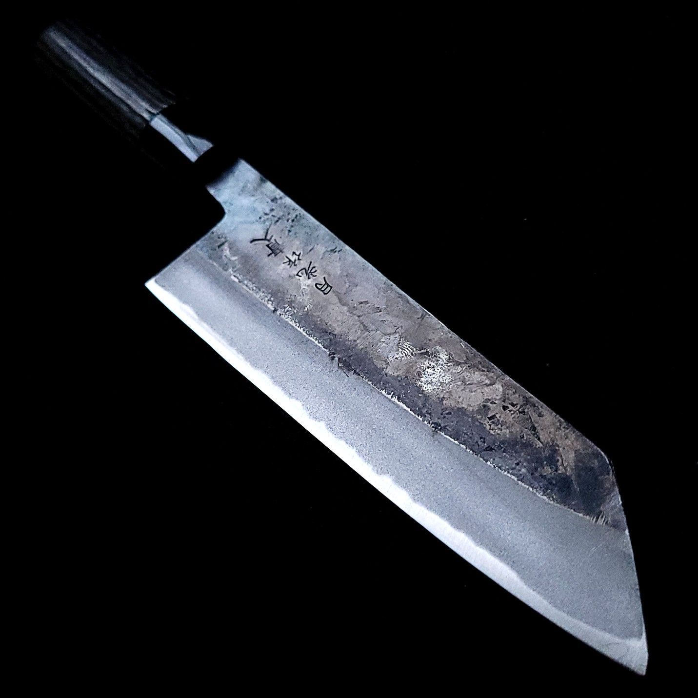 青紙2号 黒打 文化包丁 165㎜ G1401 焼栗柄 手作り 鍛造 月光作