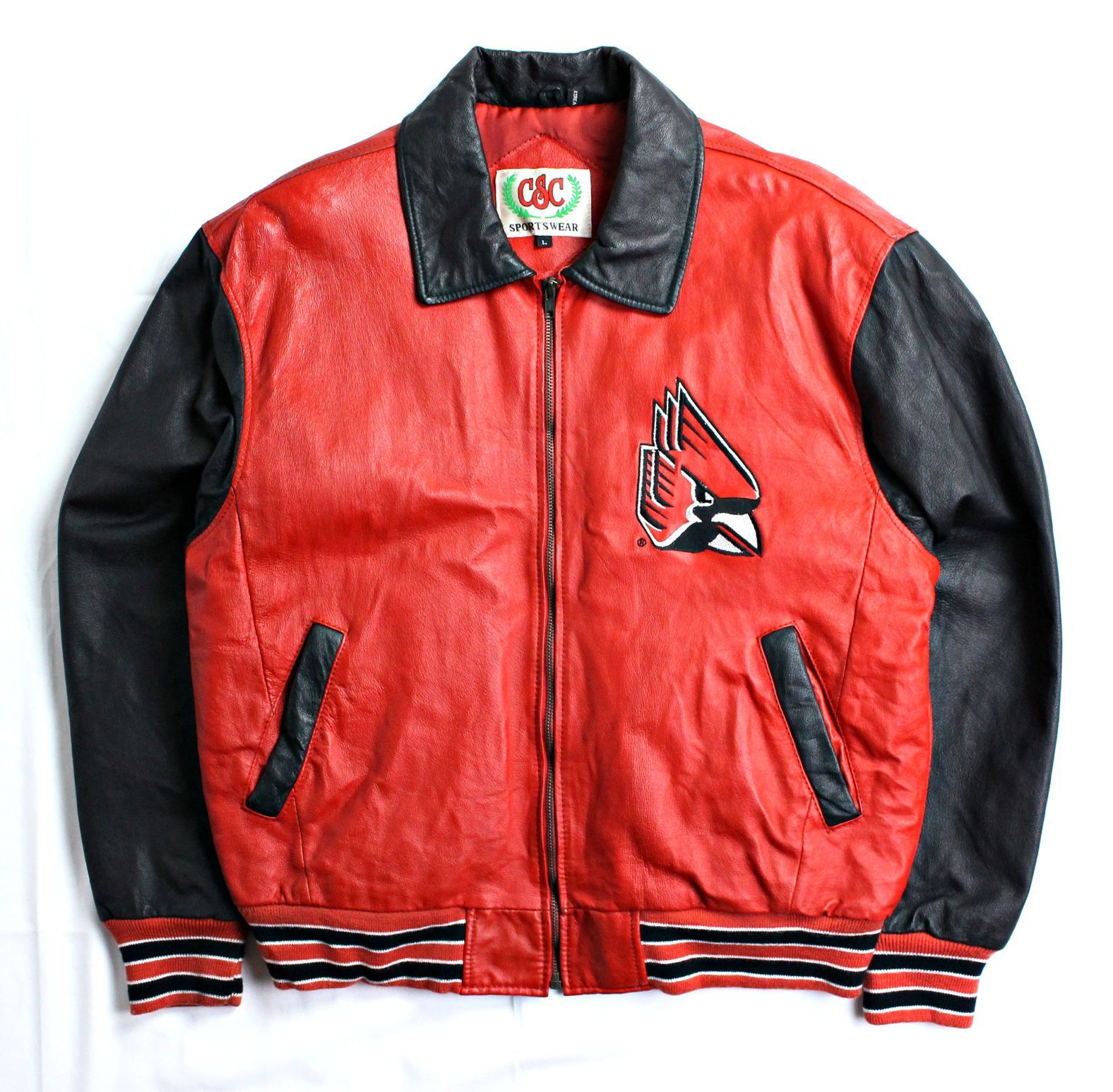 90s ビンテージ アメリカ古着 総革オールレザー スタジャン カレッジ
