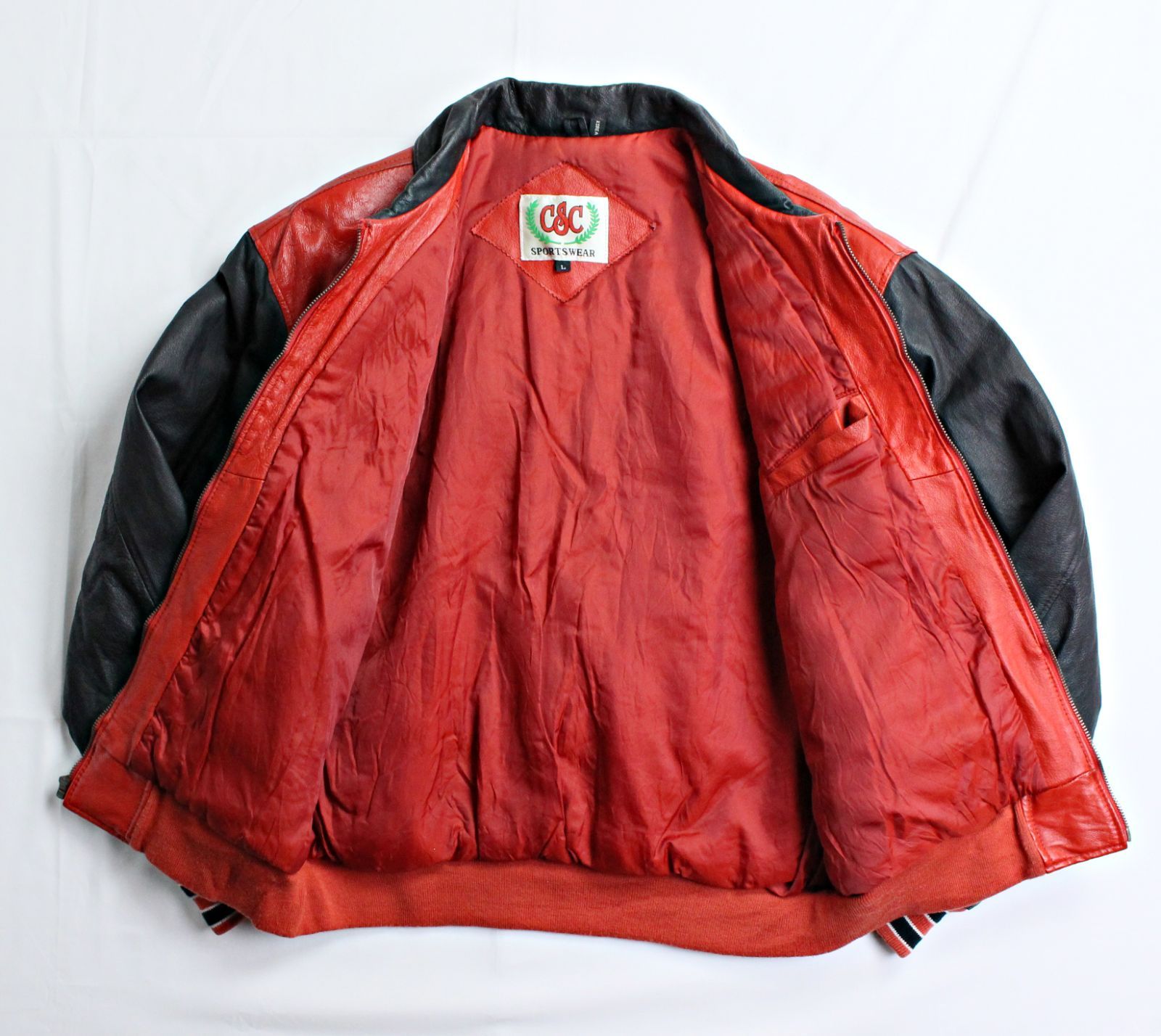 90s ビンテージ アメリカ古着 総革オールレザー スタジャン カレッジ