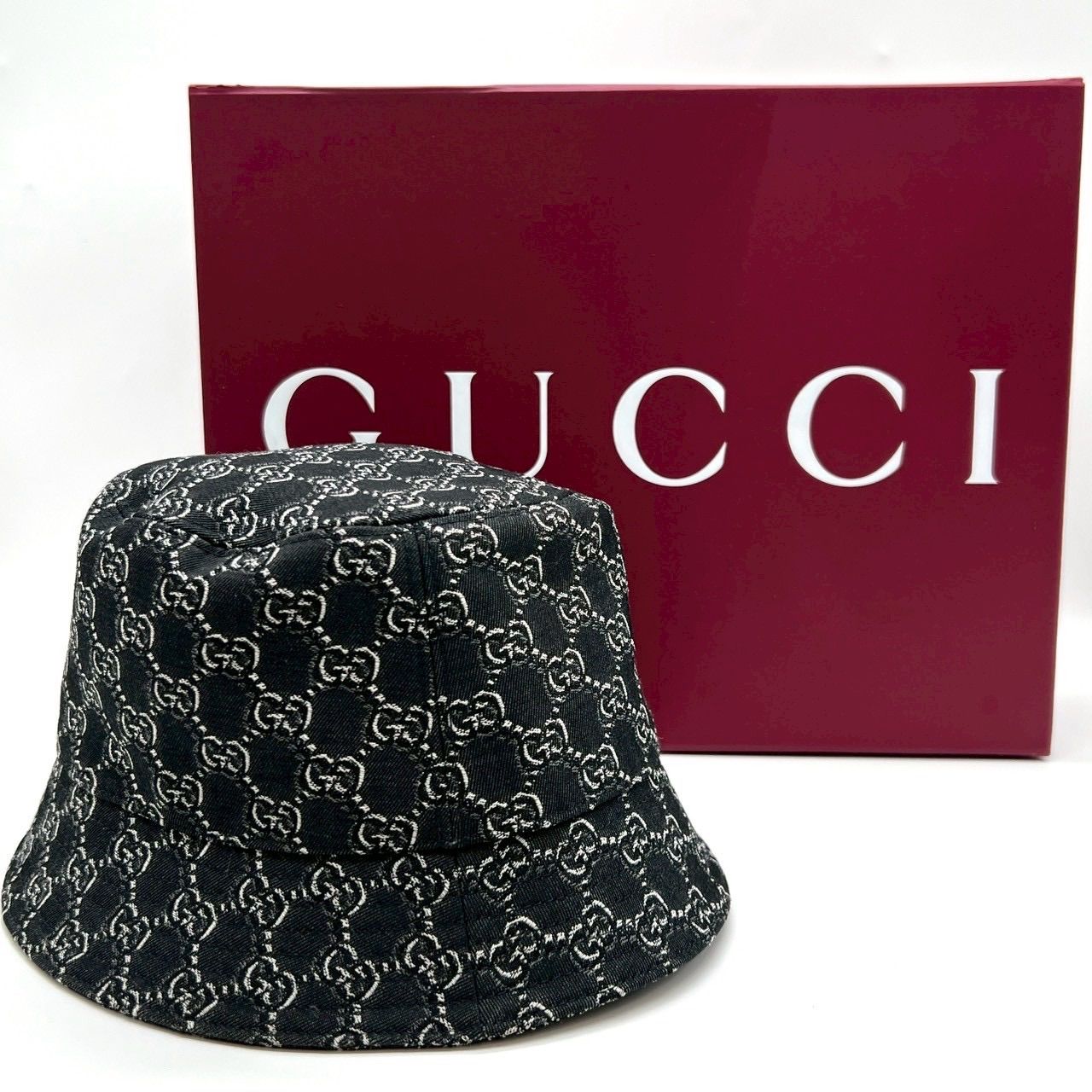 GUCCI グッチ バケットハット GGシャドウ L 59cm ブラック ウール