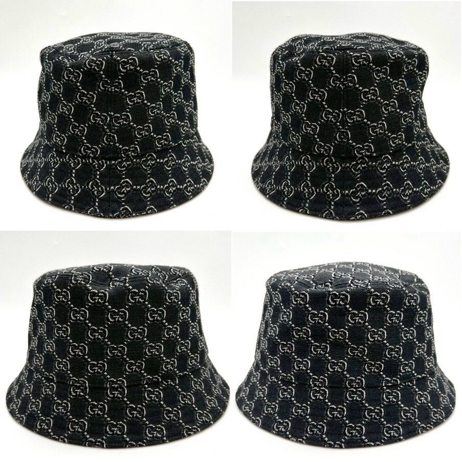 GUCCI グッチ バケットハット GGシャドウ L 59cm ブラック ウール