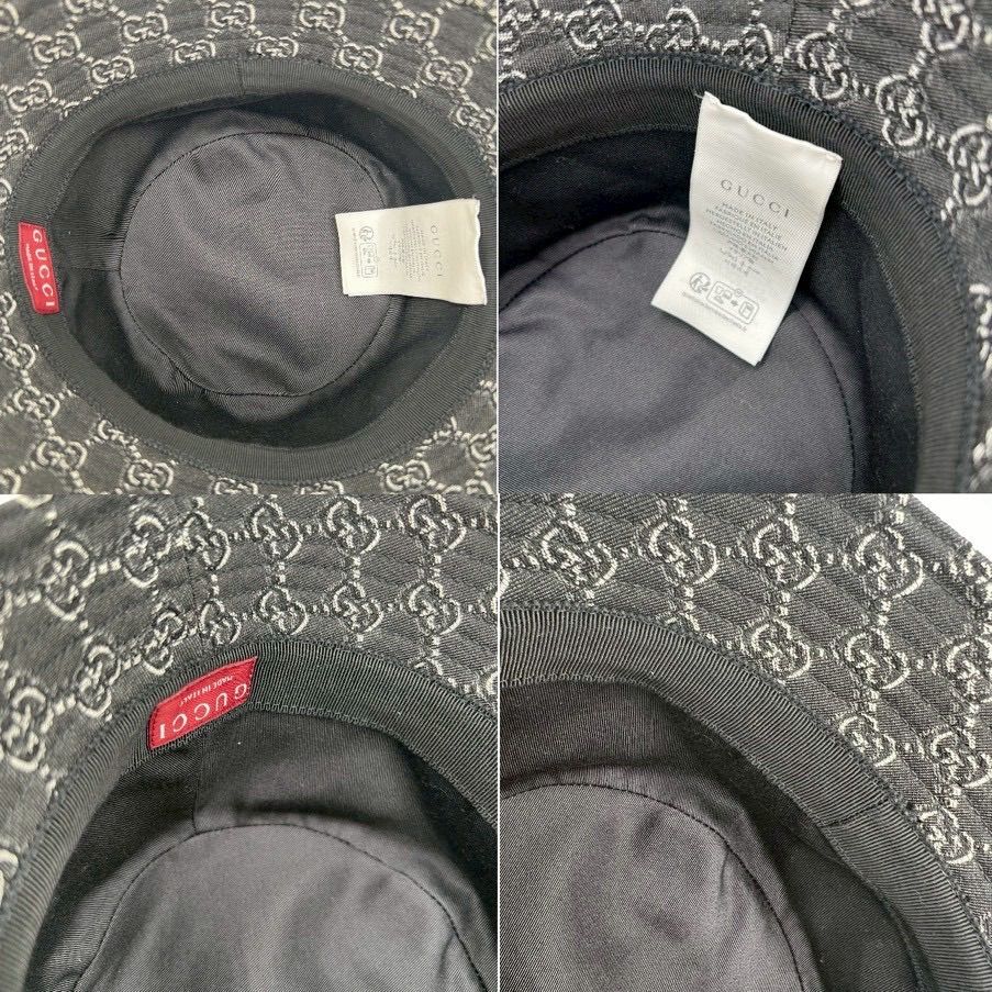 GUCCI グッチ　ヴィンテージハット　帽子 GUCCI グッチ バケットハット GGシャドウ L 59cm ブラック ウール