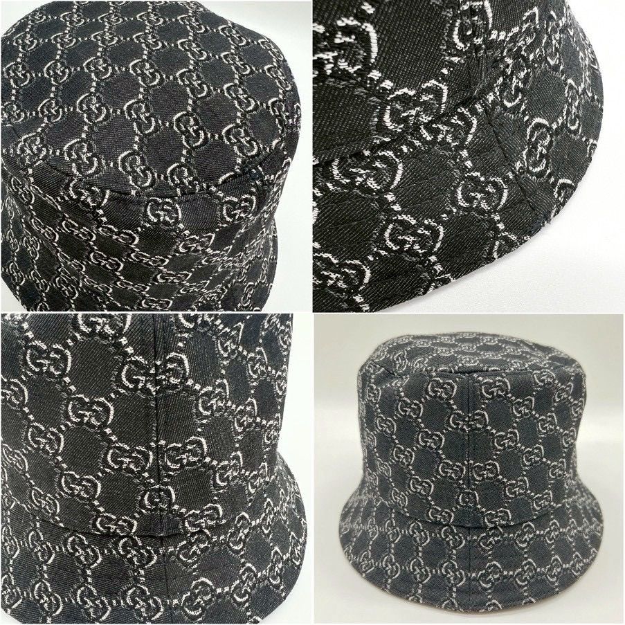 GUCCI グッチ バケットハット GGシャドウ L 59cm ブラック ウール