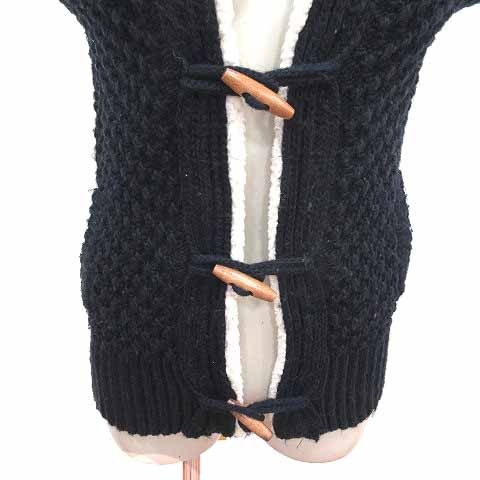 ザラ ZARA KNIT ダッフルコート ニット ボア 半袖 M 紺 ネイビー /YK