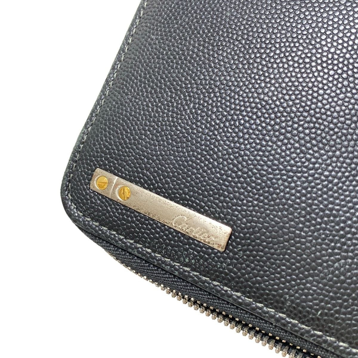 Cartier(カルティエ) 長財布 サントス 黒 ラウンドファスナー レザー