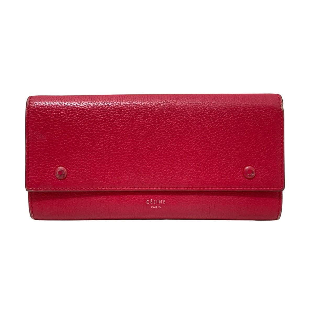 CÉLINE 長財布 レッド　ラージフラップマルチファンクション CELINE(セリーヌ) 長財布 ラージフラップマルチファンクション レッド