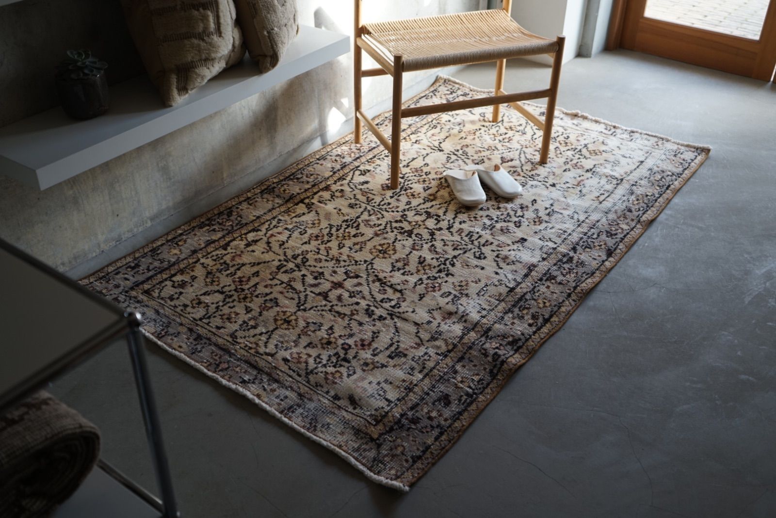 ヴィンテージラグ トルコ イスパルタ イエローベージュ 1970年代 192