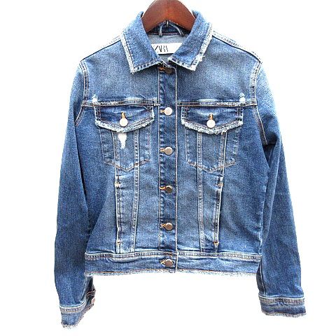 ザラ ZARA デニムジャケット Gジャン ジージャン ダメージ加工 S 青