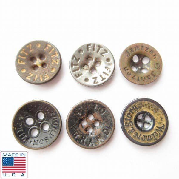 USA製 ビンテージ メタル ボタン 6点セット FITZ,Jantzen,E.O.TOMPSON