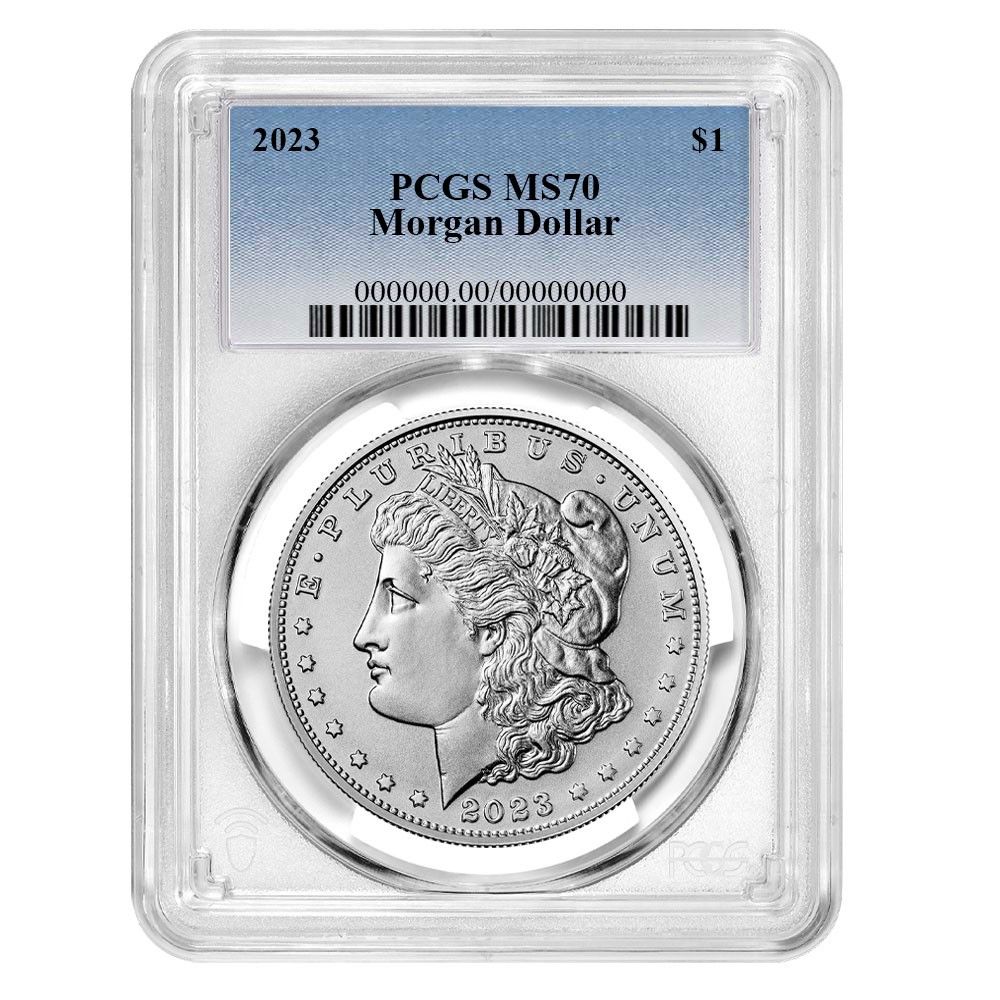 2023年 1ドル モルガン銀貨 PCGS MS70 ブルーラベル - メルカリ