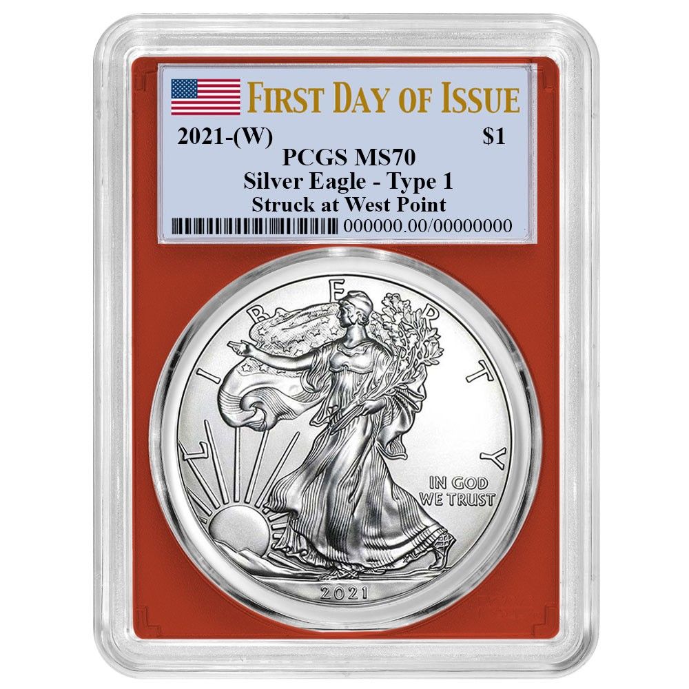 2021年 (W) 1ドル タイプ1 アメリカン シルバー イーグル PCGS MS70
