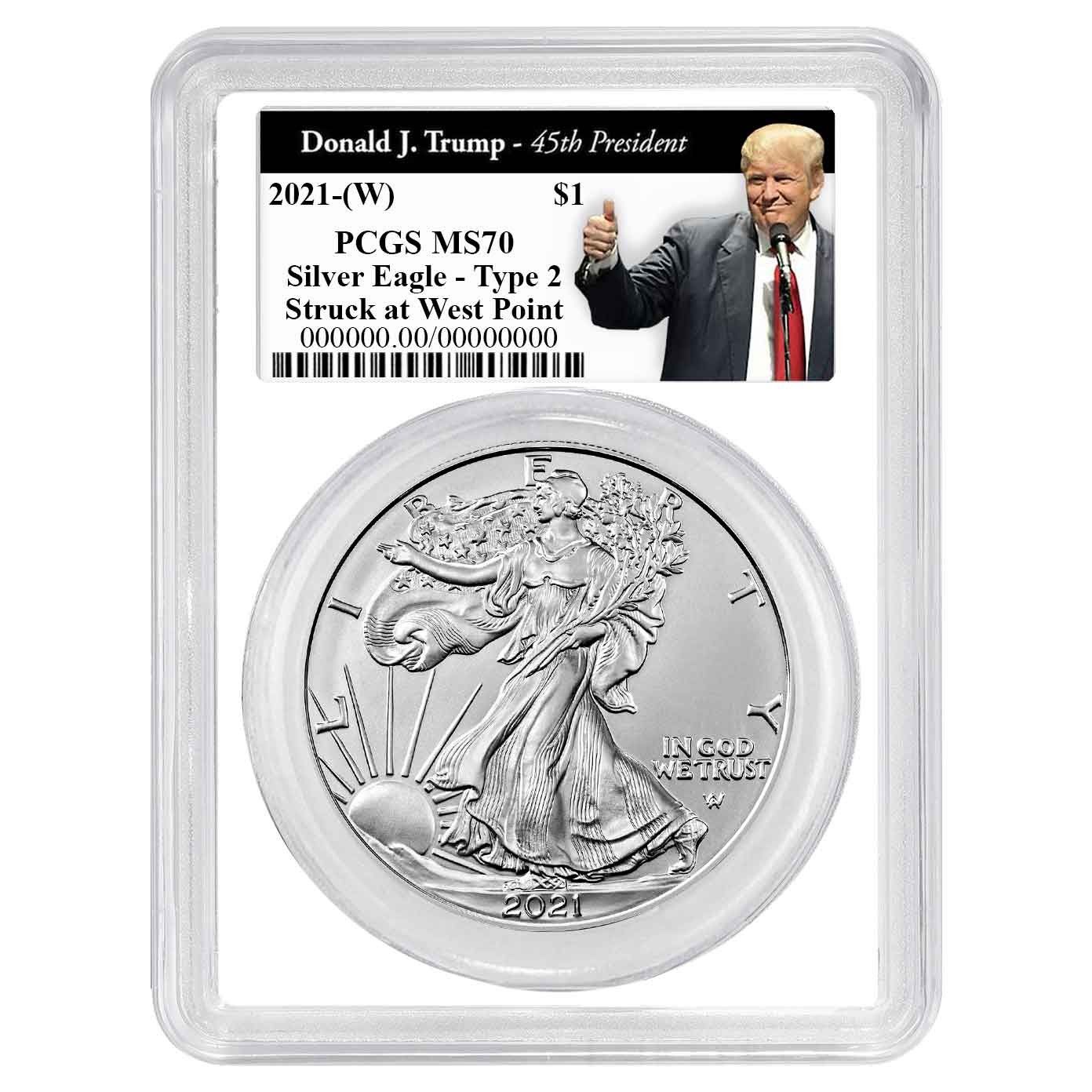2021年 (W) $1 タイプ2 アメリカンシルバーイーグル PCGS MS70
