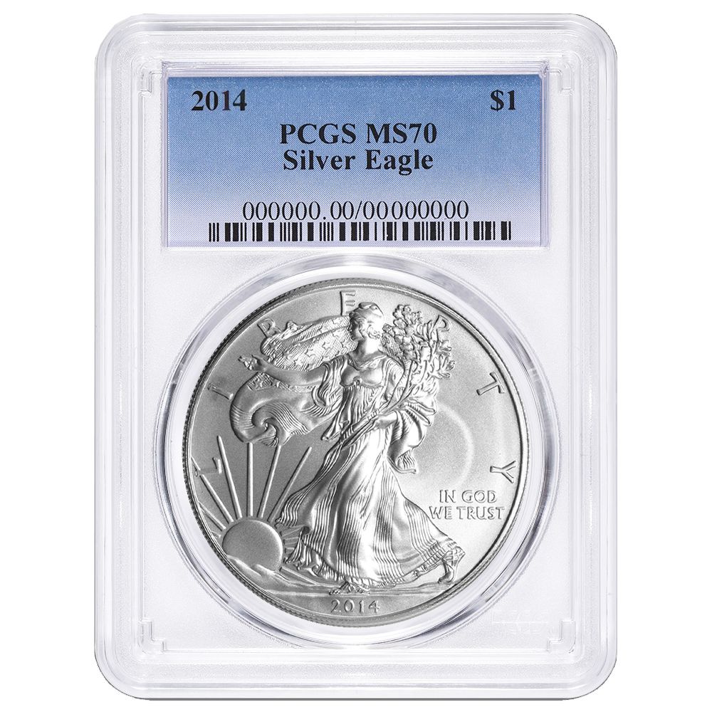 2014年 1ドル アメリカン シルバー イーグル PCGS MS70 ブルーラベル