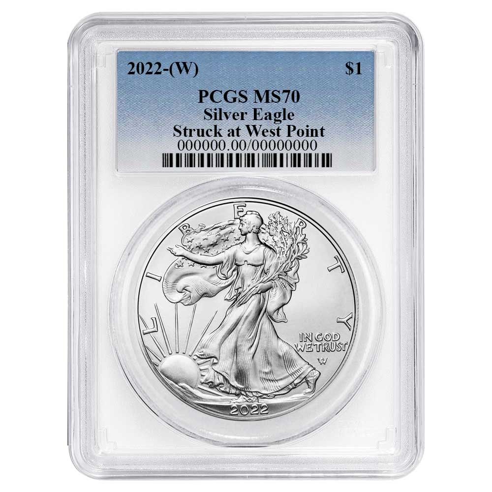 2022年 (W) 1ドル アメリカン シルバー イーグル PCGS MS70 ブルー
