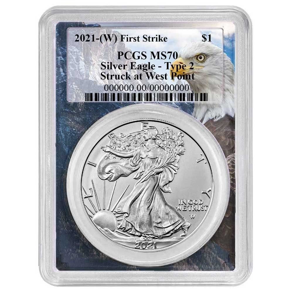 2021年 (W) $1 タイプ2 アメリカンシルバーイーグル PCGS MS70 FS