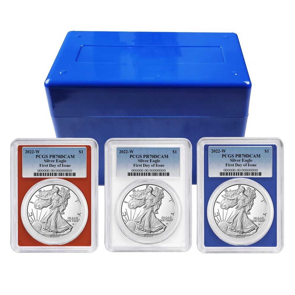 2022-W プルーフ $1 アメリカン シルバー イーグル 3枚セット PCGS
