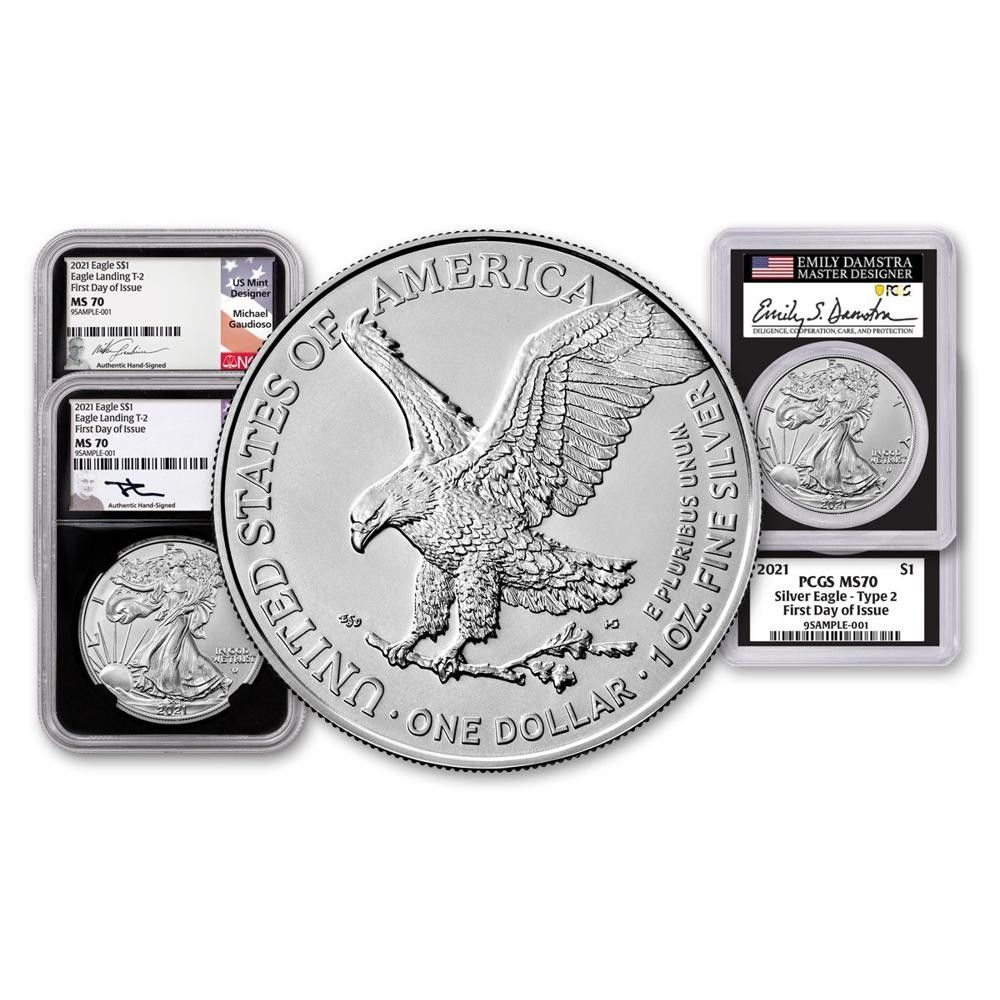 2021年 1ドル アメリカン シルバー イーグル タイプ2 およびユニーク コイン ディビジョン 3枚セット - メルカリ