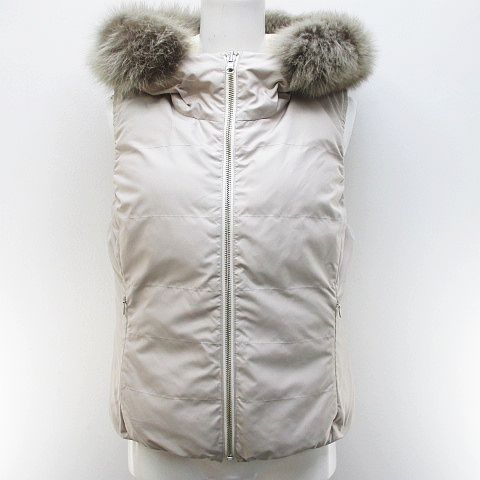 アナイ ANAYI リバーシブル ダウン ベスト ジャケット 38 ベージュ