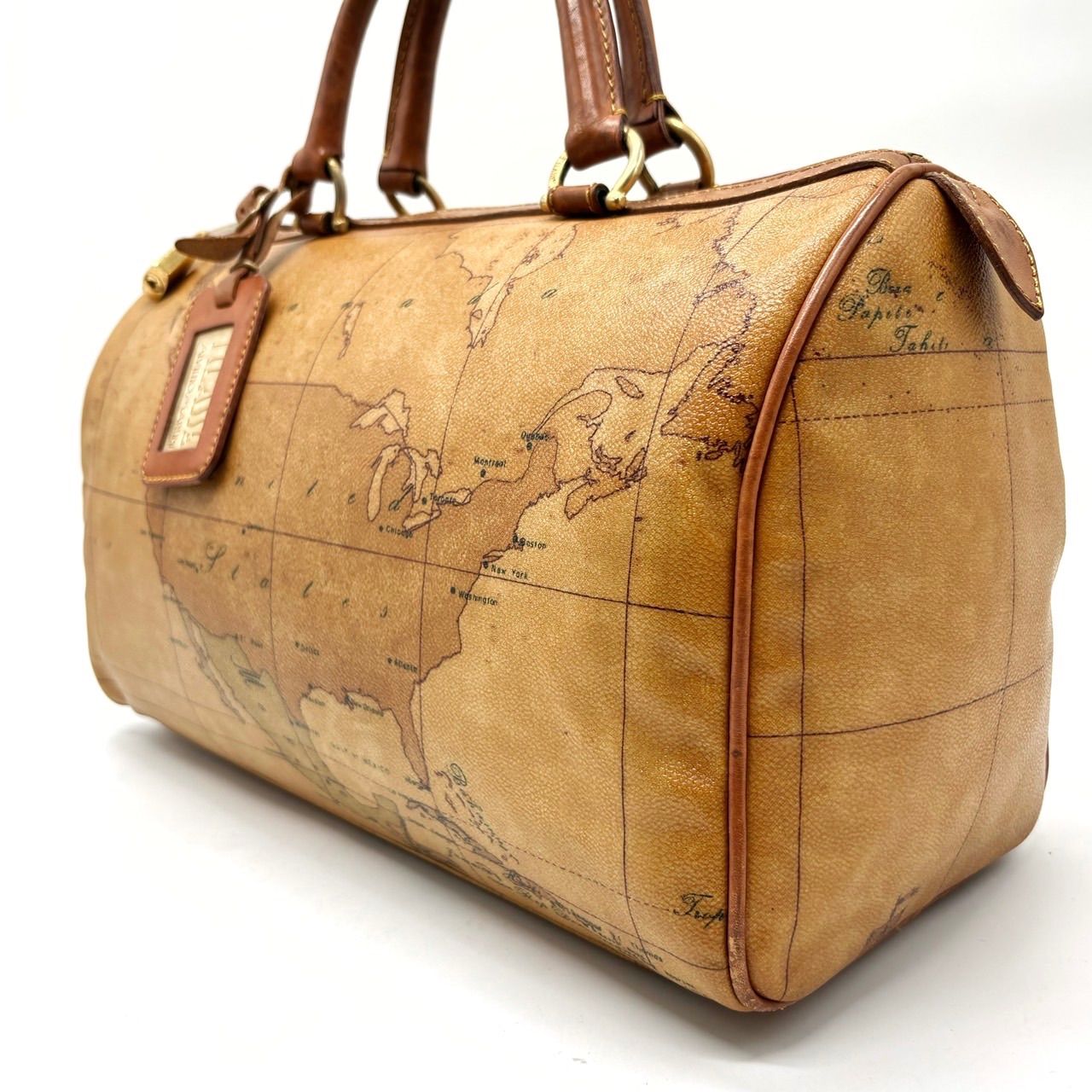 美品】PRIMA CLASSE プリマクラッセ 地図柄 ボストンバッグ 