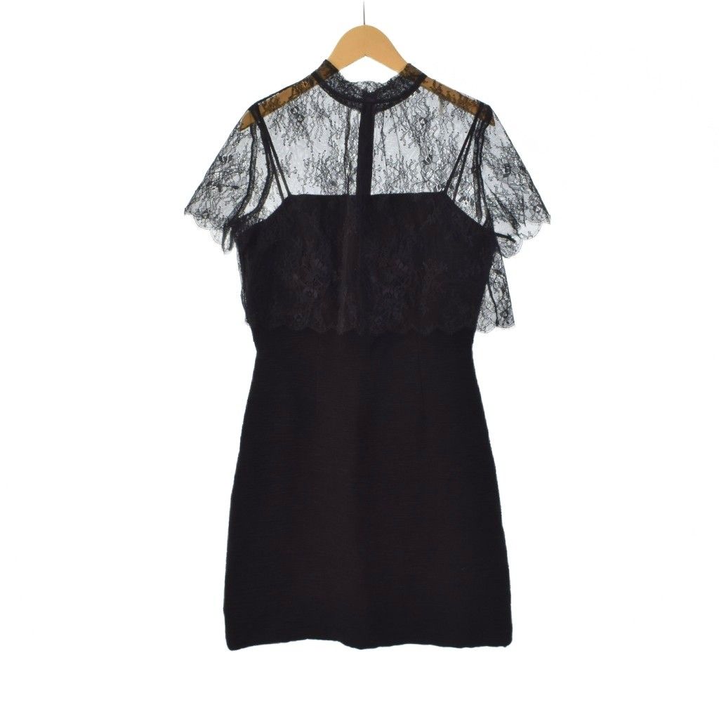 サンドロ SANDRO ワンピース ひざ丈 キャミソール レース 黒 ブラック