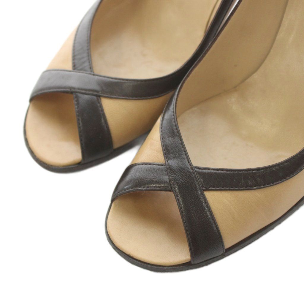 セリーヌ CELINE パンプス オープントゥ ヒール レザー 36.5cm