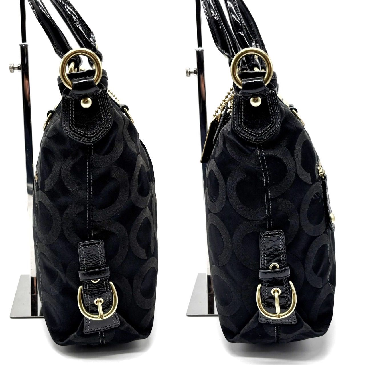 良品】 coach 2way shoulderbag hand signature canvas goldparts 