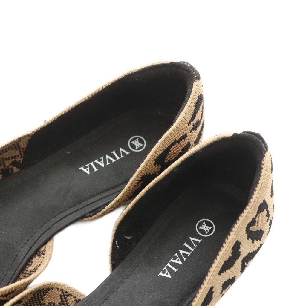 ビバイア VIVAIA パンプス ポインテッドトゥ アニマル柄 38 ベージュ