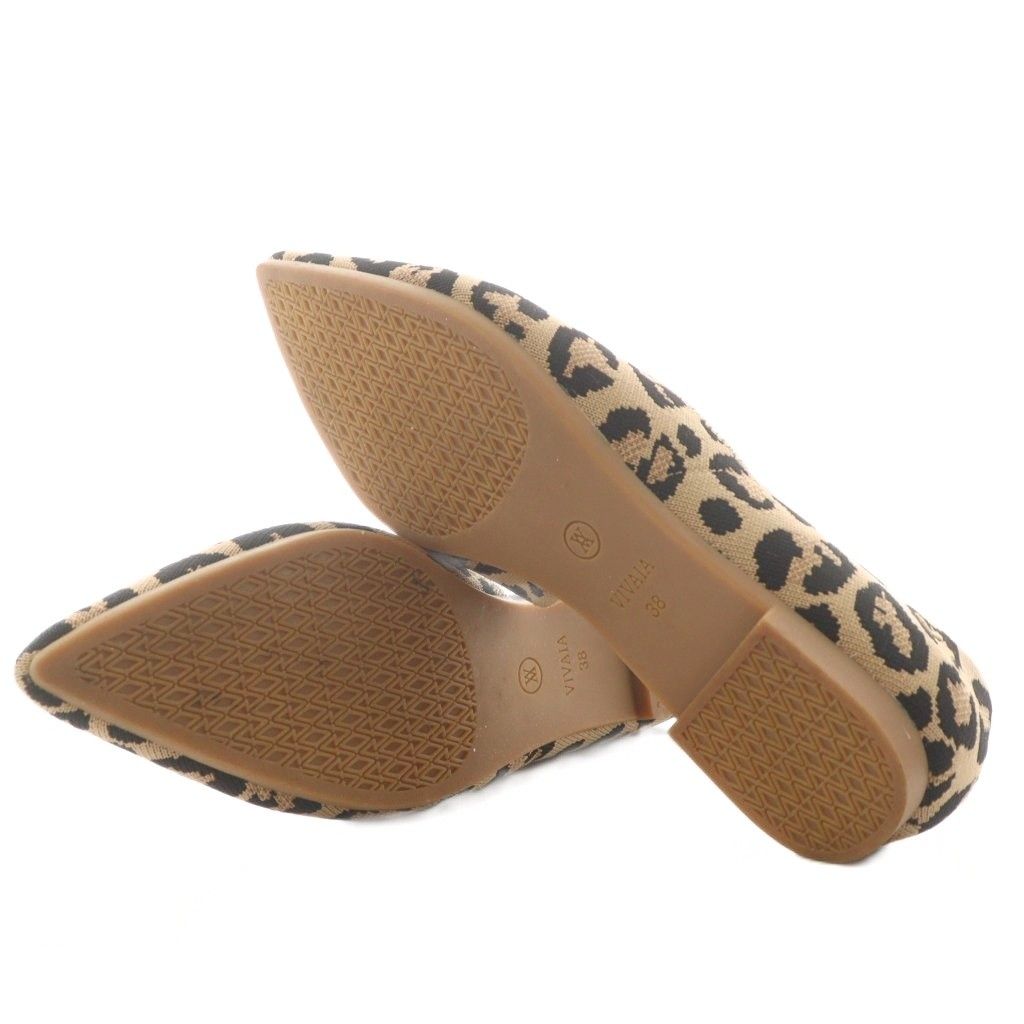 ビバイア VIVAIA パンプス ポインテッドトゥ アニマル柄 38 ベージュ