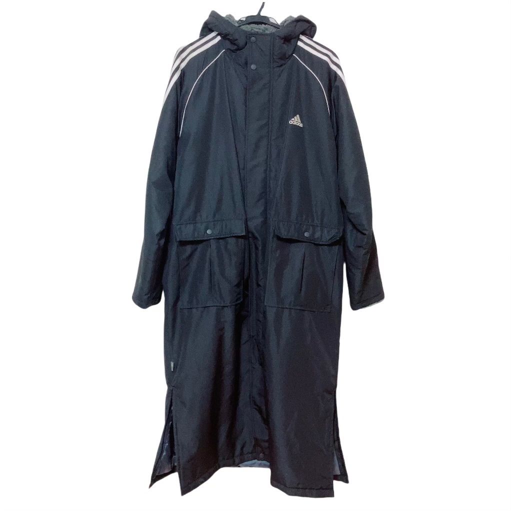 美品】adidas 内側ボア ベンチコート ブラック L メンズ 防寒 スポーツ