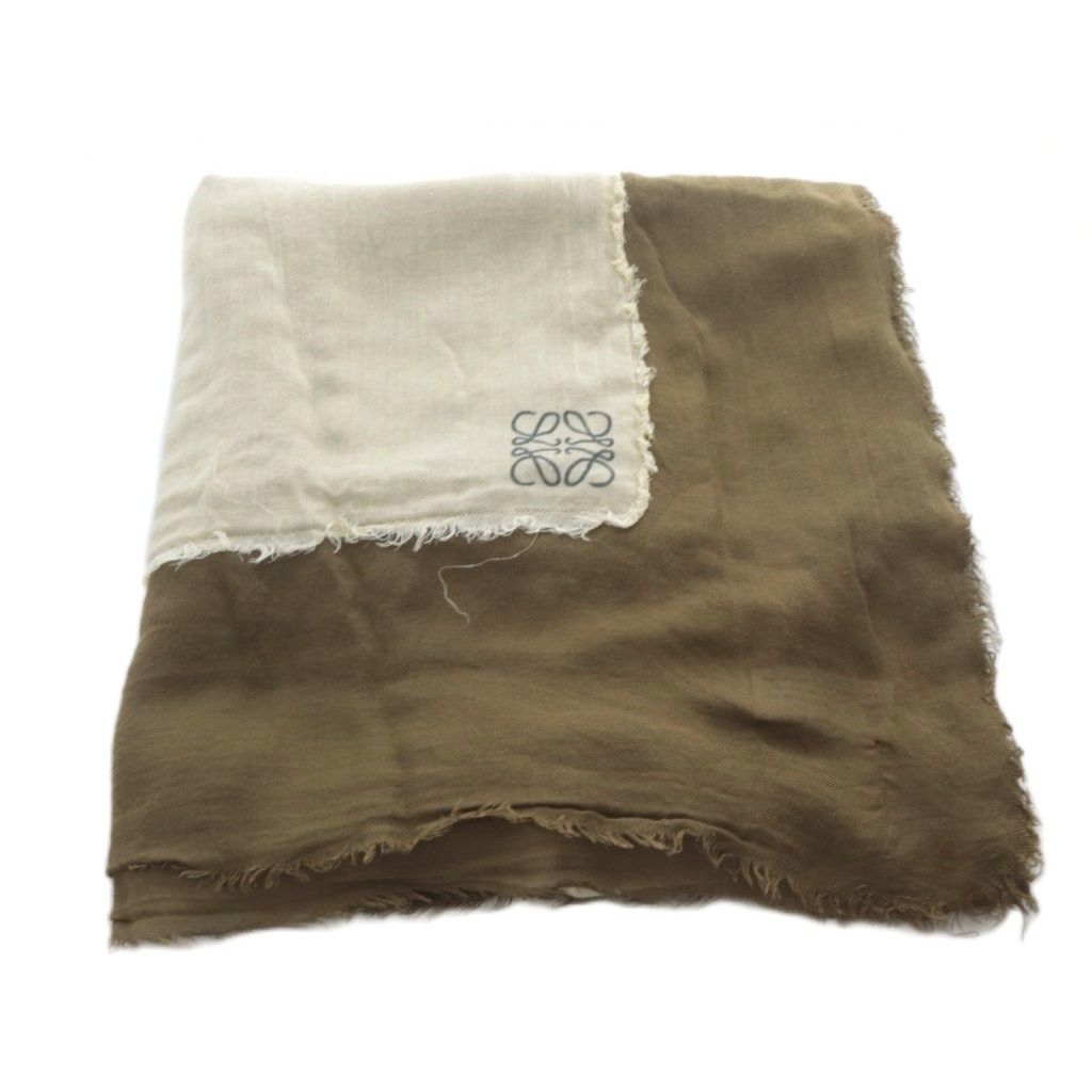 ロエベ LOEWE ストール 大判 アザミ アナグラム カシミヤ混 フリンジ