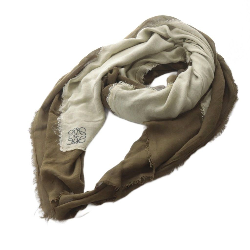 ロエベ LOEWE ストール 大判 アザミ アナグラム カシミヤ混 フリンジ