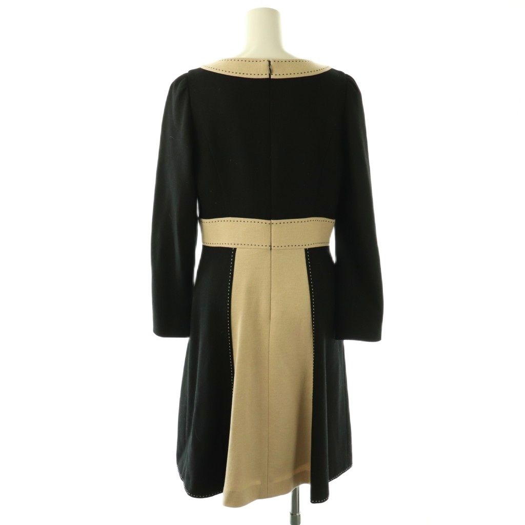 エムズグレイシー M'sグレイシー バイカラー ワンピース エムズグレイシー M'S GRACY ウール混 バイカラー リボン ワンピース