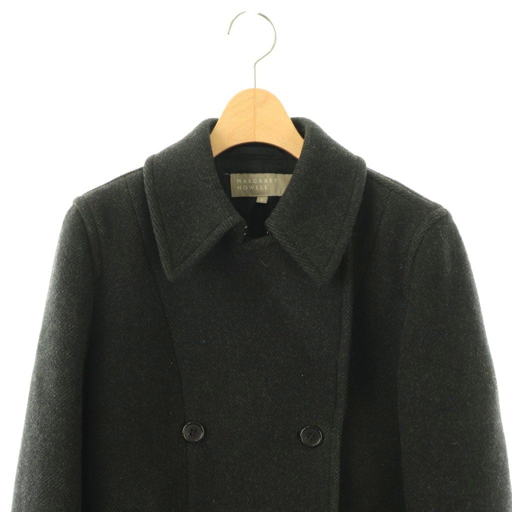 マーガレットハウエル Pコート カシミヤ混 ウール ダブル 日本製　Ⅱ マーガレットハウエル MARGARET HOWELL ウールカシミヤショートPコート
