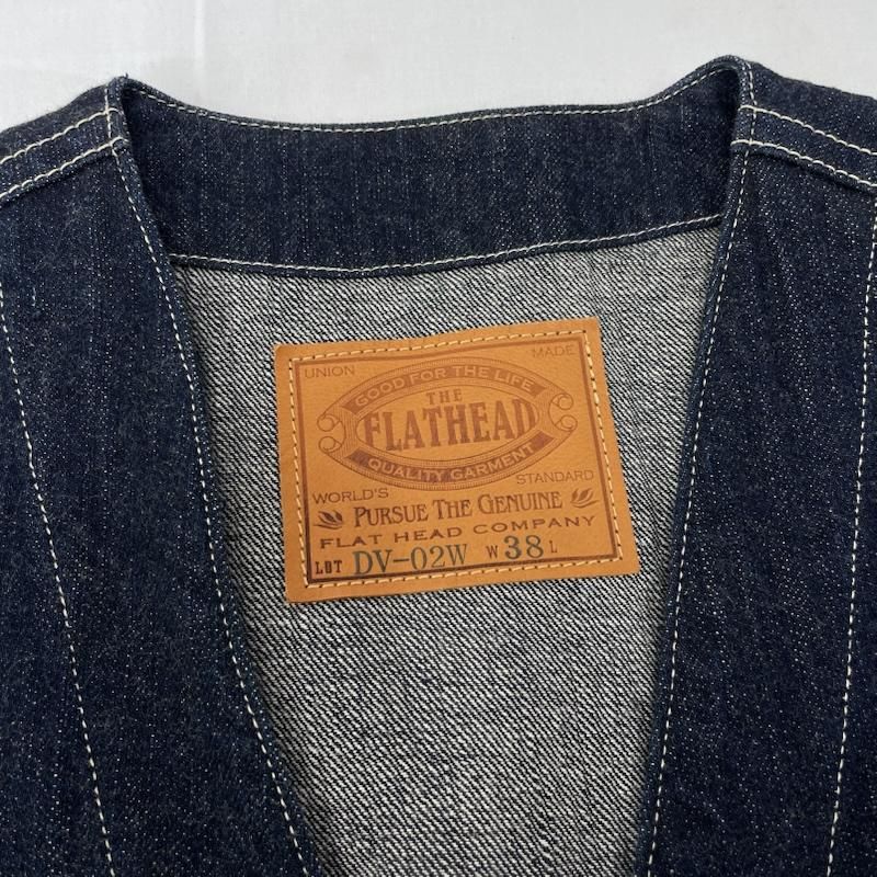フラットヘッド インディゴ デニム ワーク ベスト 濃紺 メンズ 38