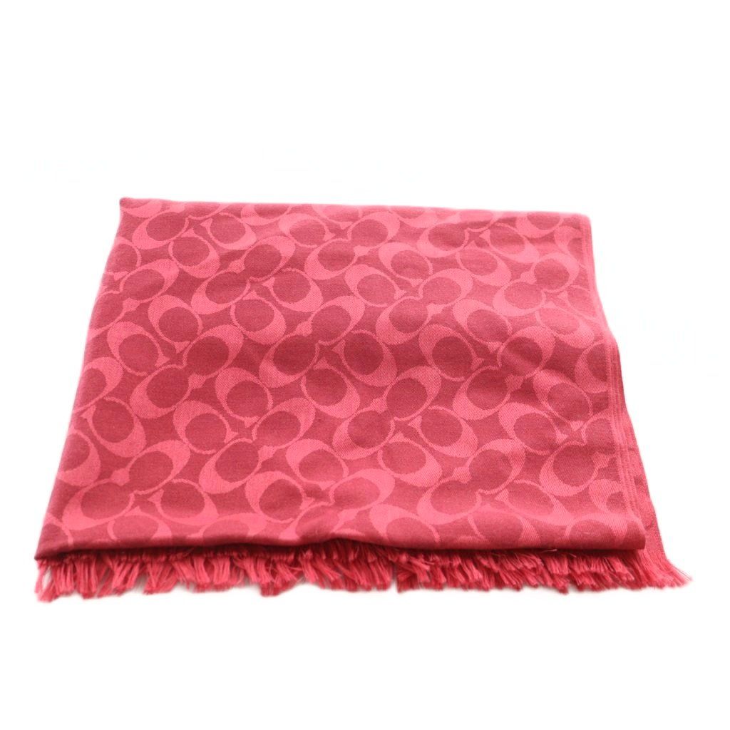 コーチ COACH ストール マフラー 赤 レッド ピンク シグネチャー