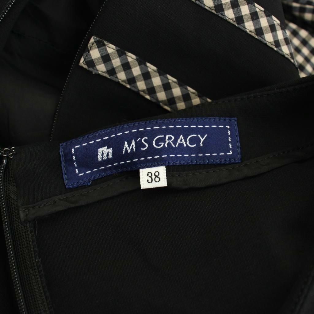 エムズグレイシー M'S GRACY ギンガムチェック 切り替え ワンピース