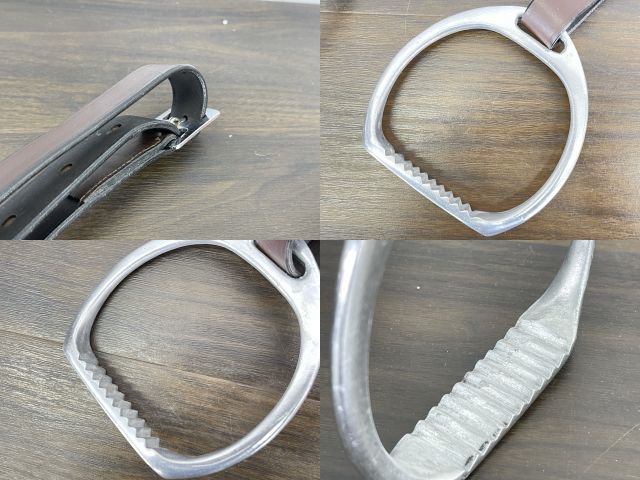 馬具 鞍 鐙 セット 【中古】レザー 革 乗馬 約67×33×17cm くら あぶみ