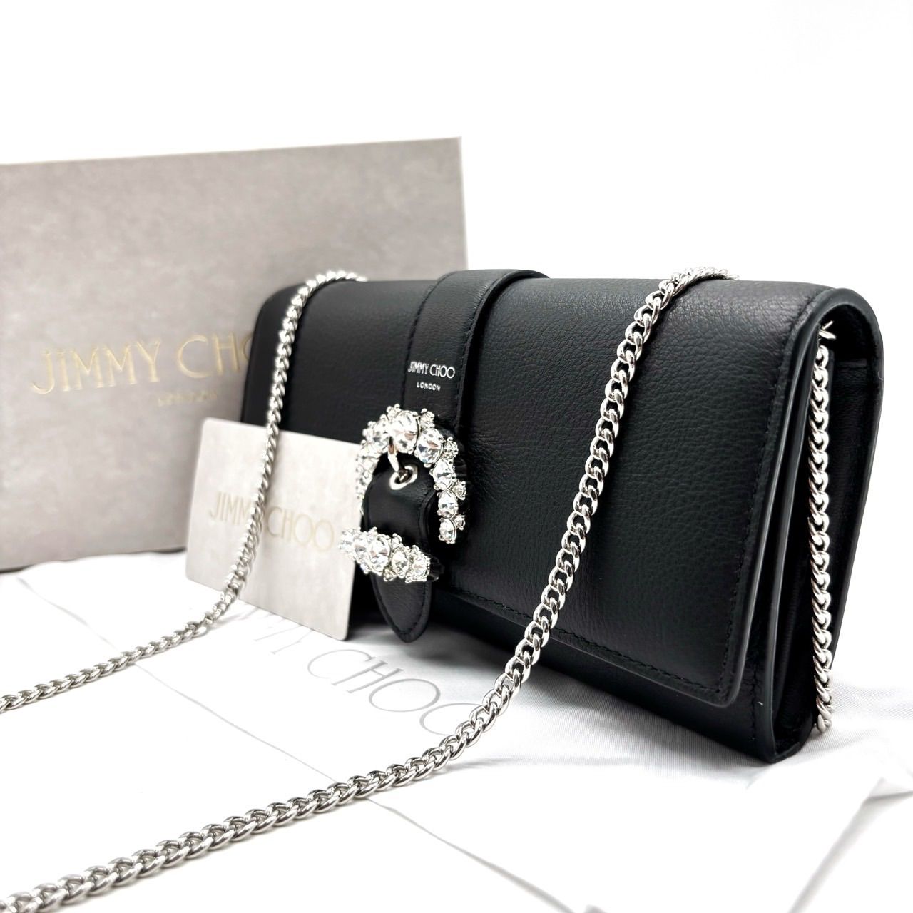 美品】Jimmy Choo ジミーチュウ シルバー チェーン ショルダー 美品】Jimmy Choo ジミーチュウ シルバー チェーン ショルダー