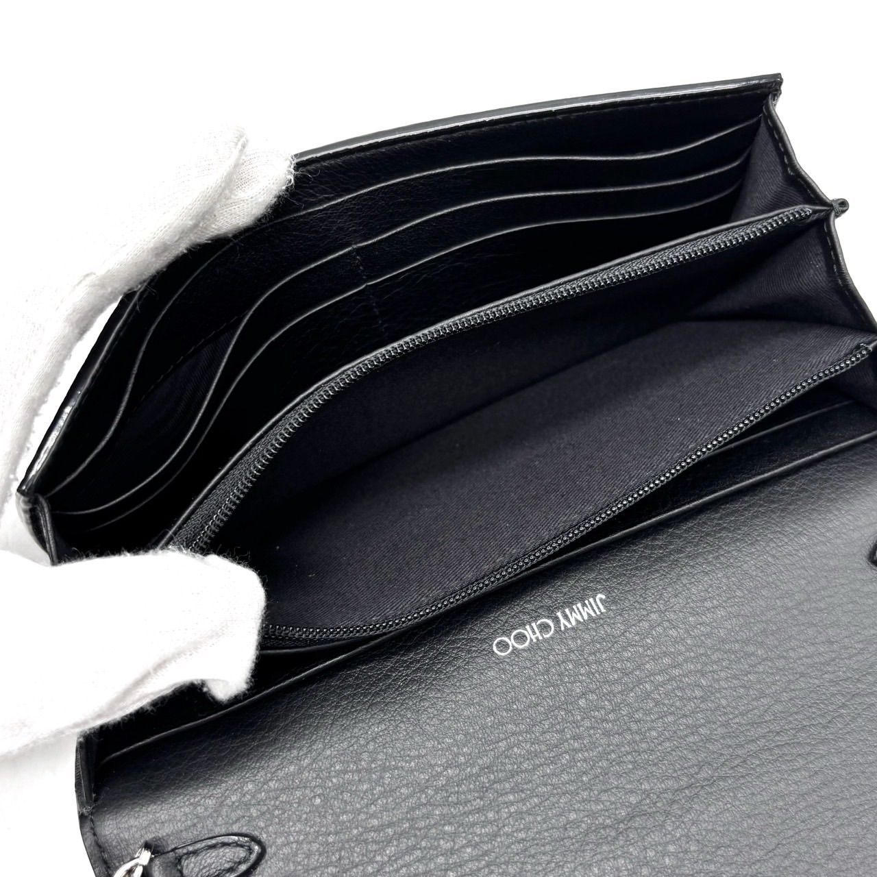 美品】Jimmy Choo ジミーチュウ シルバー チェーン ショルダーバッグ 