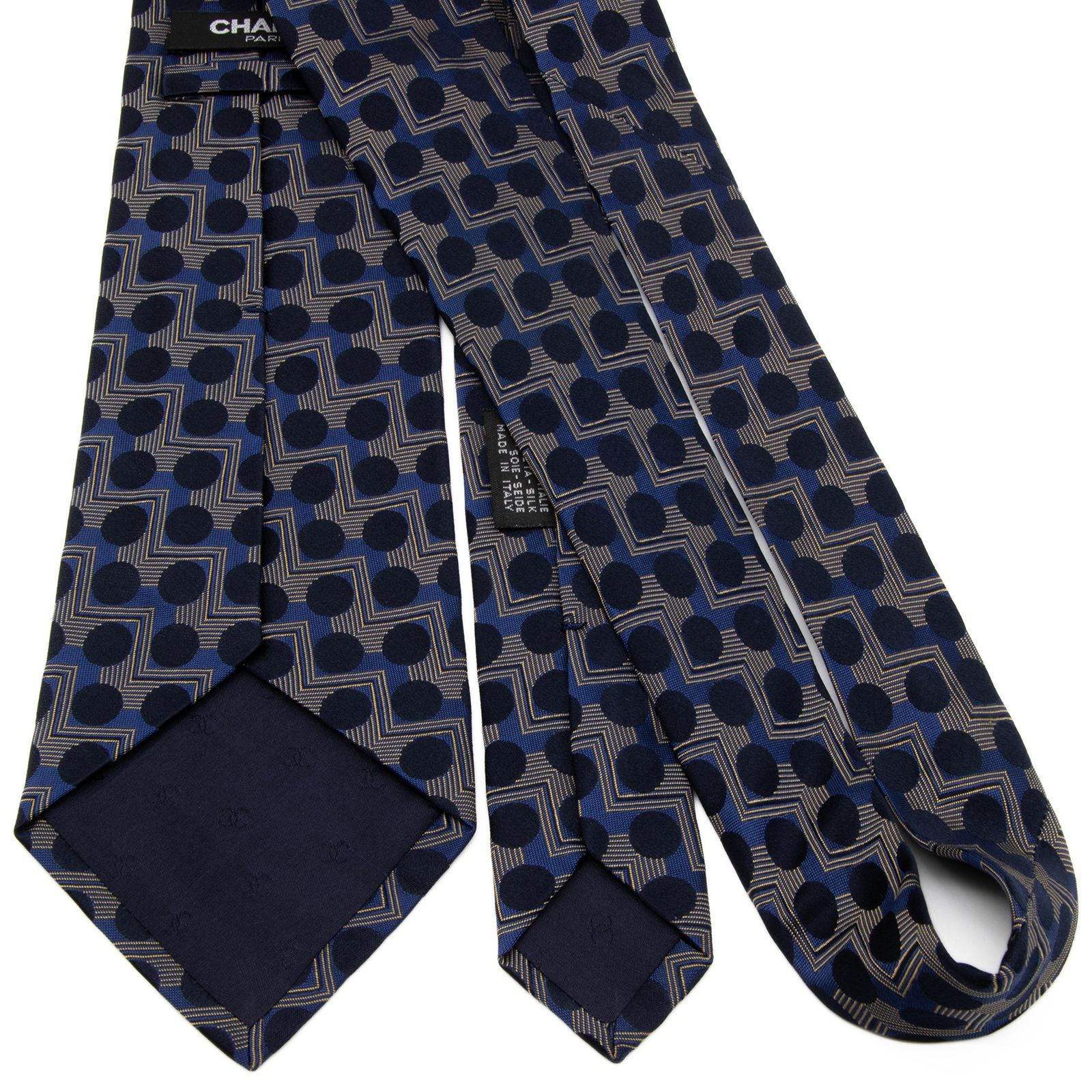 新品同様 送料無料 シャネル ネクタイ レギュラータイ ジャガードタイ