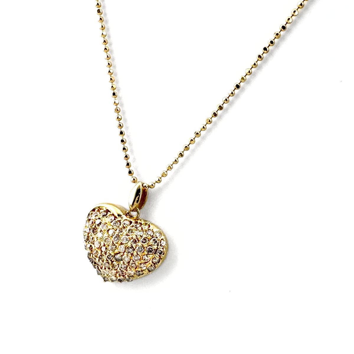 【K18　メレダイヤ付きハート型ネックレス☆】 ハートモチーフ デザインネックレス YG イエローゴールド ペンダント