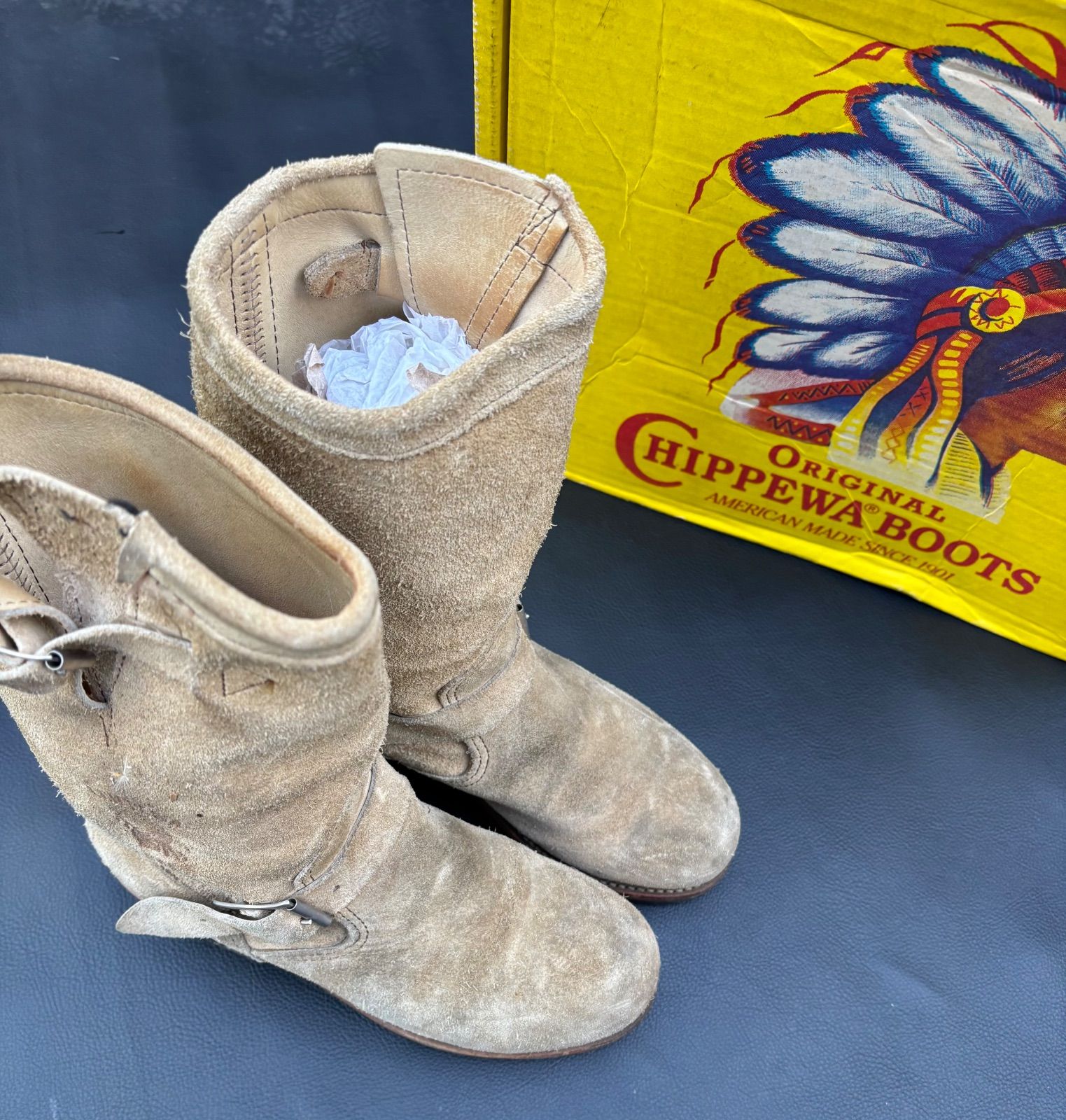 80s Chippewa boots pt83 チペワ L90863 黒タグベージュ スエード