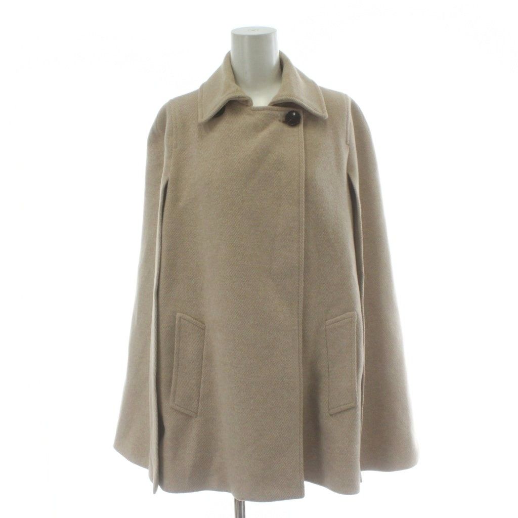 ザラ ZARA ケープコート ポンチョ XS ベージュ 無地 テーラードカラー