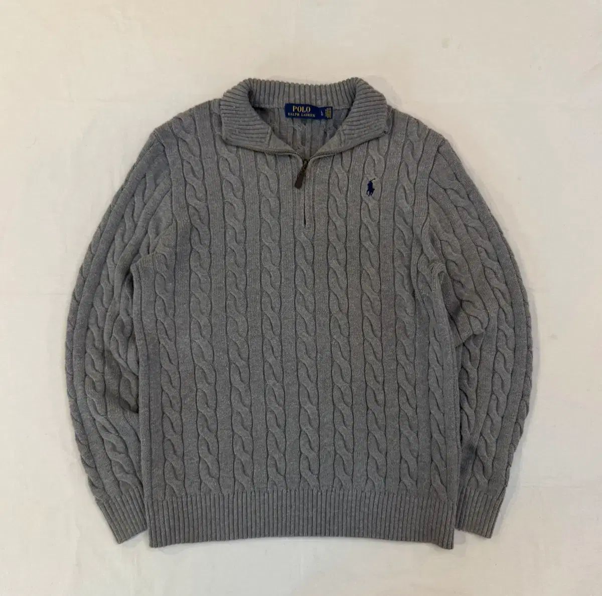 【美品】ポロラルフローレン 現行 ケーブルニット ハーフジップ グレー L ポロラルフローレン ハーフジップ ケーブル編み ニット グレー - メルカリ
